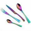 JANKNG 4Pcs/Lot Black 18/10 Stainless Steel Dinnerware Polishing Cutlery Set Kitchen Tableware Fork Steak Knife TeaSpoon Dinner Set