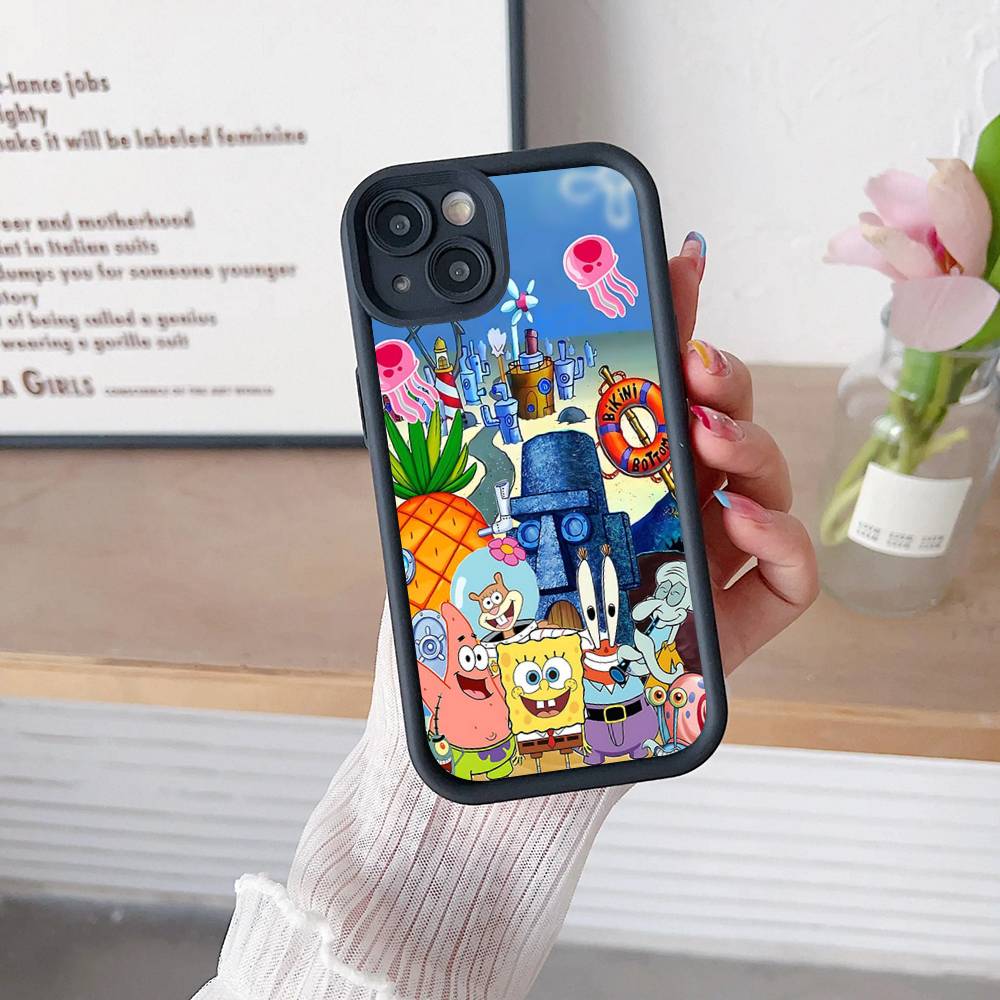 Cartoon Cute S-SpongeBob Anime Phone Case For IPhone 17 16 15 14 13 12 11 Air Plus Pro Max Soft Back Cover