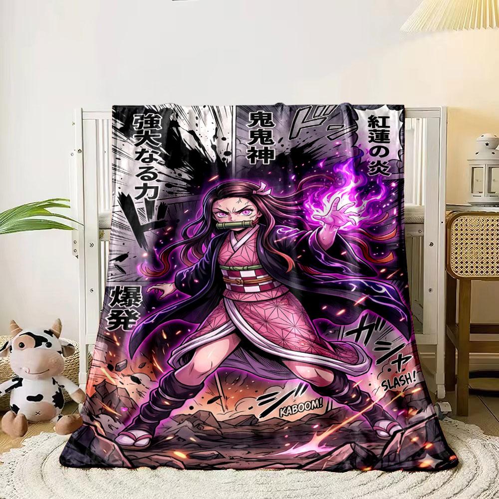 Fiery purple energy surrounds the character, emphasizing power and action. for all seasons blanket lunch break throw gift