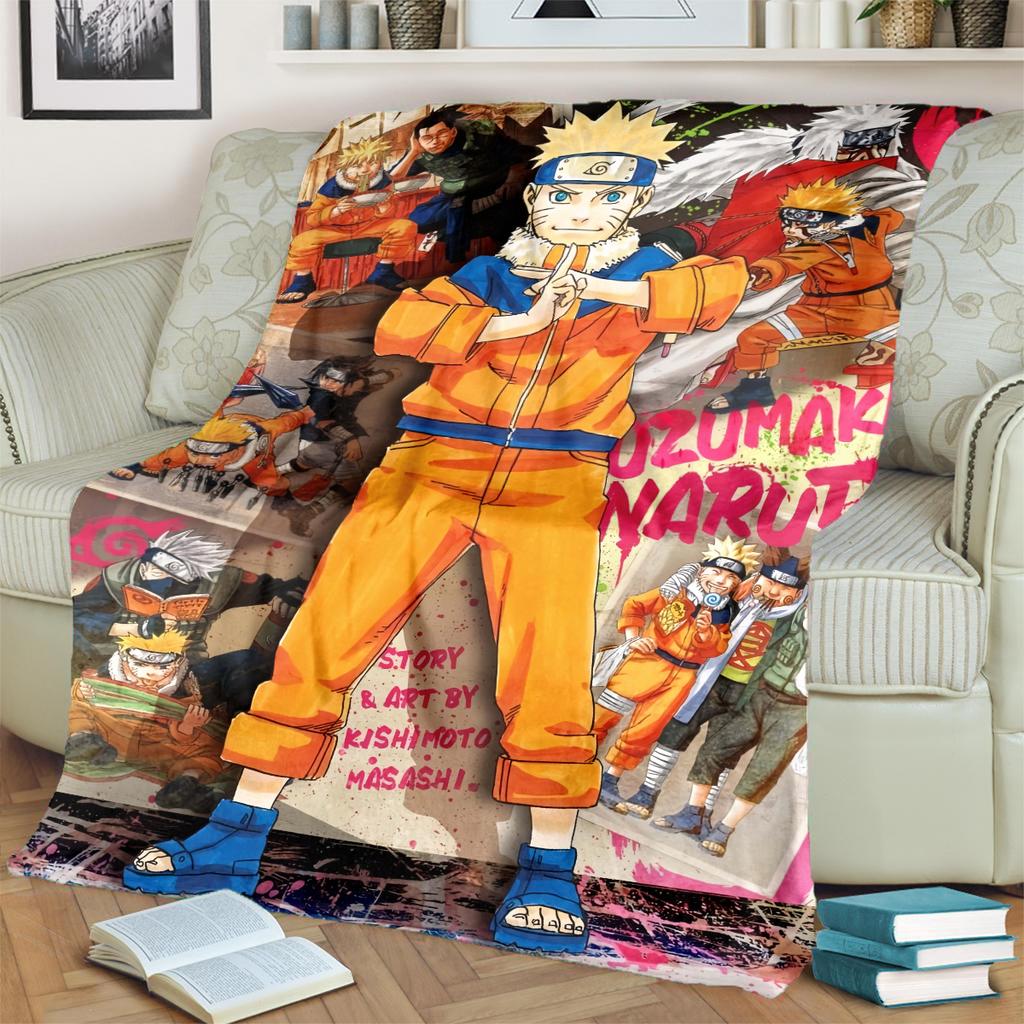 Anime-Naruto Print Blanket Warm Comfortable Flannel Blanket for Bedrooms, Sofas, Beds, Chairs, Picnics, Travel -LXR54