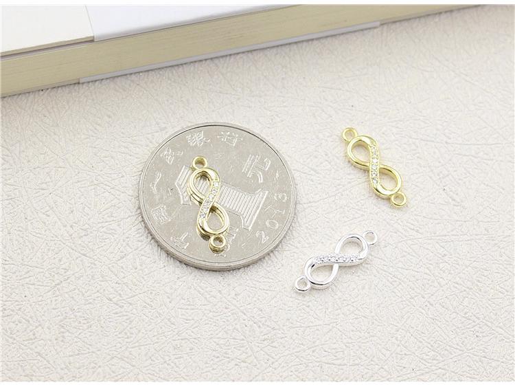 Jiudai S925 Sterling Silver DIY Necklace Gold-Plated Figure Eight Ring Bracelet Accessories