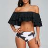 Costum de baie bikini din două piese, volan spaniol, talie înaltă, mărimea L Costum de baie bikini din două piese, volan spaniol, talie înaltă, mărimea M