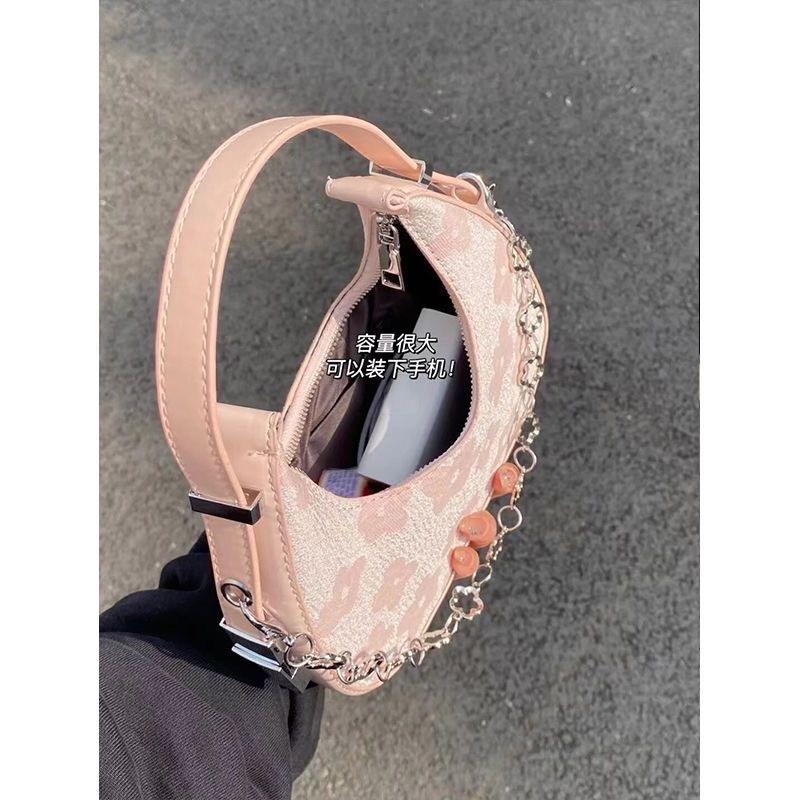Flower high-value underarm versatile portable shoulder crescent bag trendy fashion chain bag women