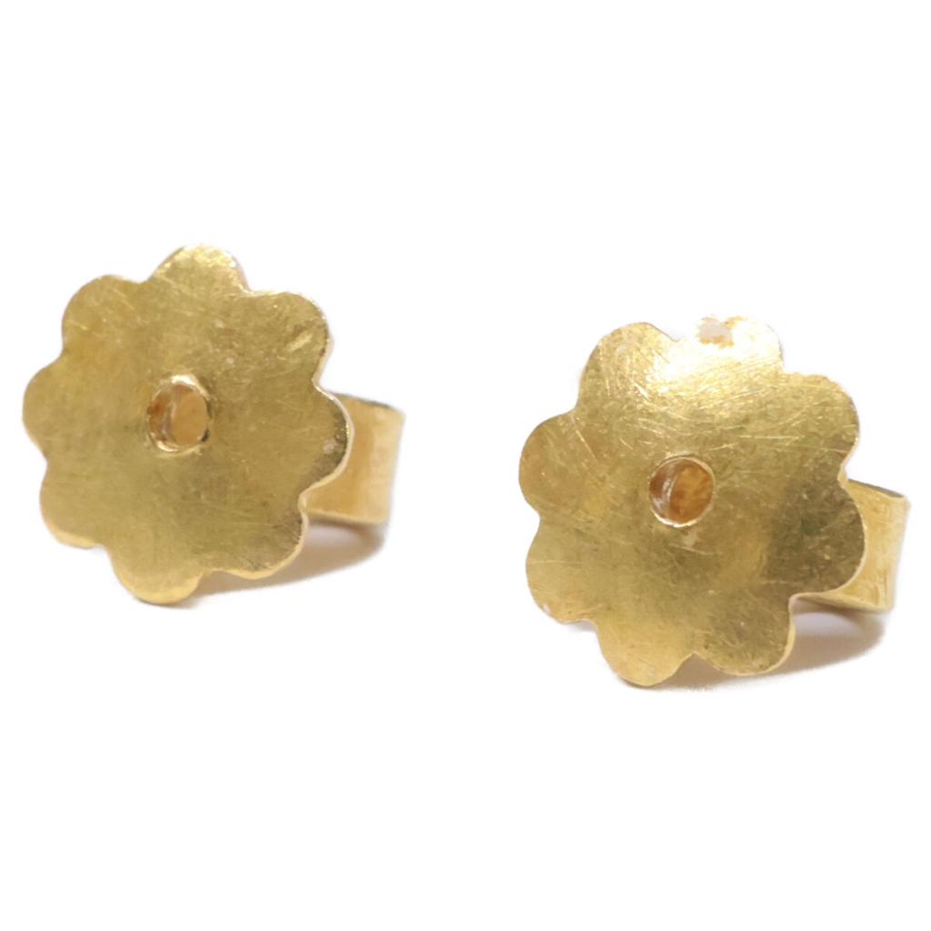 Marie-Helene De Taillac 22K Rainbow Moonstone Clover Earring Yellow GoldUsed