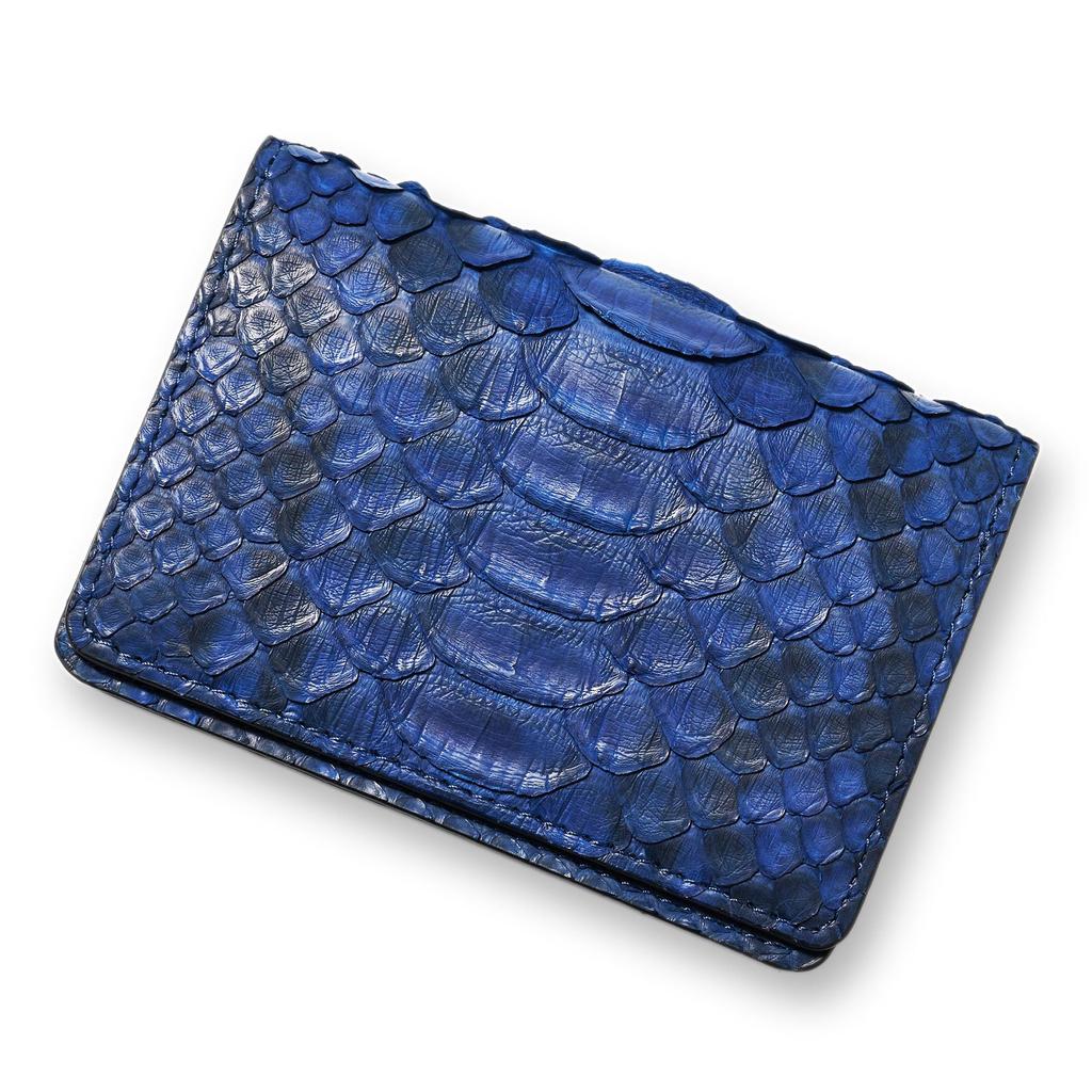 CLW Crocodile Leather Works Diamond Python Musou Business Card Case, Indigo Dyed, Diamond Python Snakeskin, Made in Japan, Blue, Card Case, Men's and