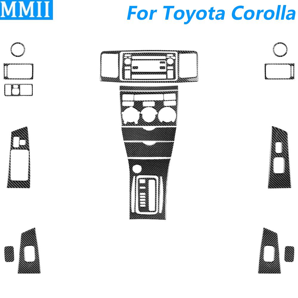 For Toyota Corolla 2003-2008 Carbon Fiber Central Control Gear Shift Air Vent AC CD Window Lift Trim Set Car Accessories Sticker
