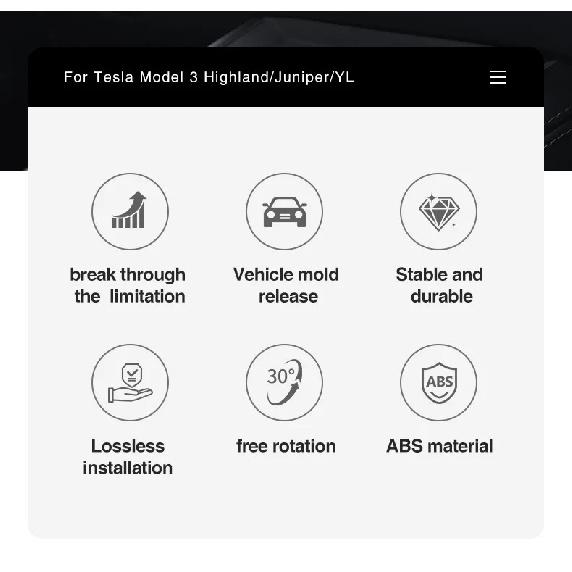 Screen Swivel Mount for Tesla Model 3 Highland Model Y Juniper 2026 Center Console Screen Rotating Bracket Kit Car Accessories