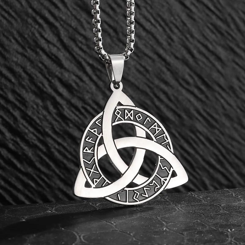 Collana con Ciondolo a Croce con Intreccio Celtico Nordico Vintage per Uomo Catena in Acciaio Inossidabile Gioiello Collana Amuleto