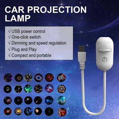 Car Projection Lamp 2-in-1 Galaxy Projector Night Light 360° Adjustable Starry Sky Lamp With Multiple Projection Films &HD Image