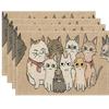 30x45cm 4pc S Cat Print Placemat Durable Washable Daily Home Dining Table Placemat Linen Material