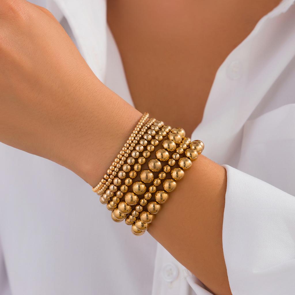 Boho Sweet Imitation Pearl Mixed Round Pearl Bracelet Women's Multi layer Elastic Thread Girls' Jewelry
