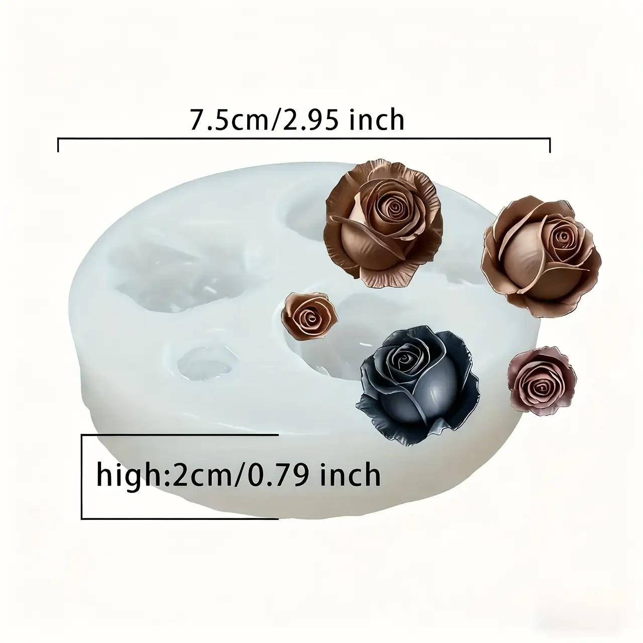 

3D Rose Mold with Five Holes, Five Different Shapes and Sizes of Roses, High Quality and Reusable, Suitable for Resin Crafts, Candles, Clay, Soap and