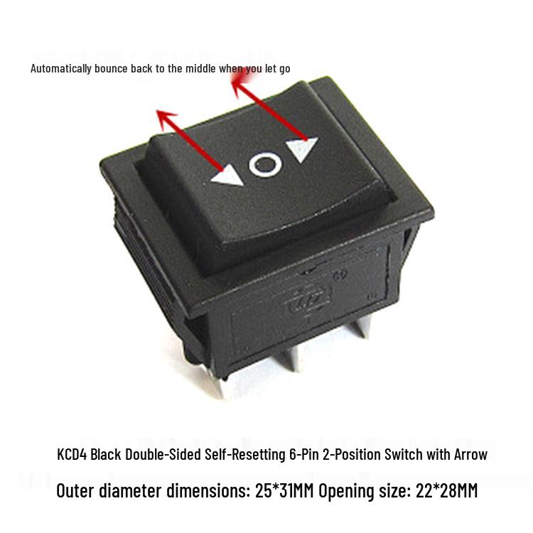 Rocker Power Reset Switch, 16A 250V, 4/6-Pin, 2/3-Position with Light, KCD4 Boat Shape