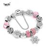 European & American Rhinestone Snowflake Pendant Christmas Bracelet Jewelry Gift