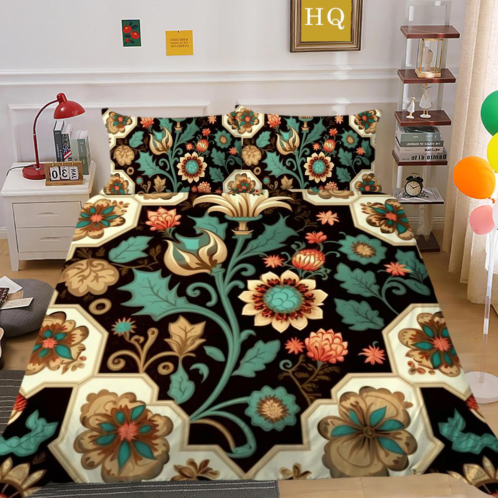 Set Biancheria da Letto per la Casa Lusso Fiore Stampa 3D Copripiumino Set Copripiumino Donna Regina Poliestere Copriletto