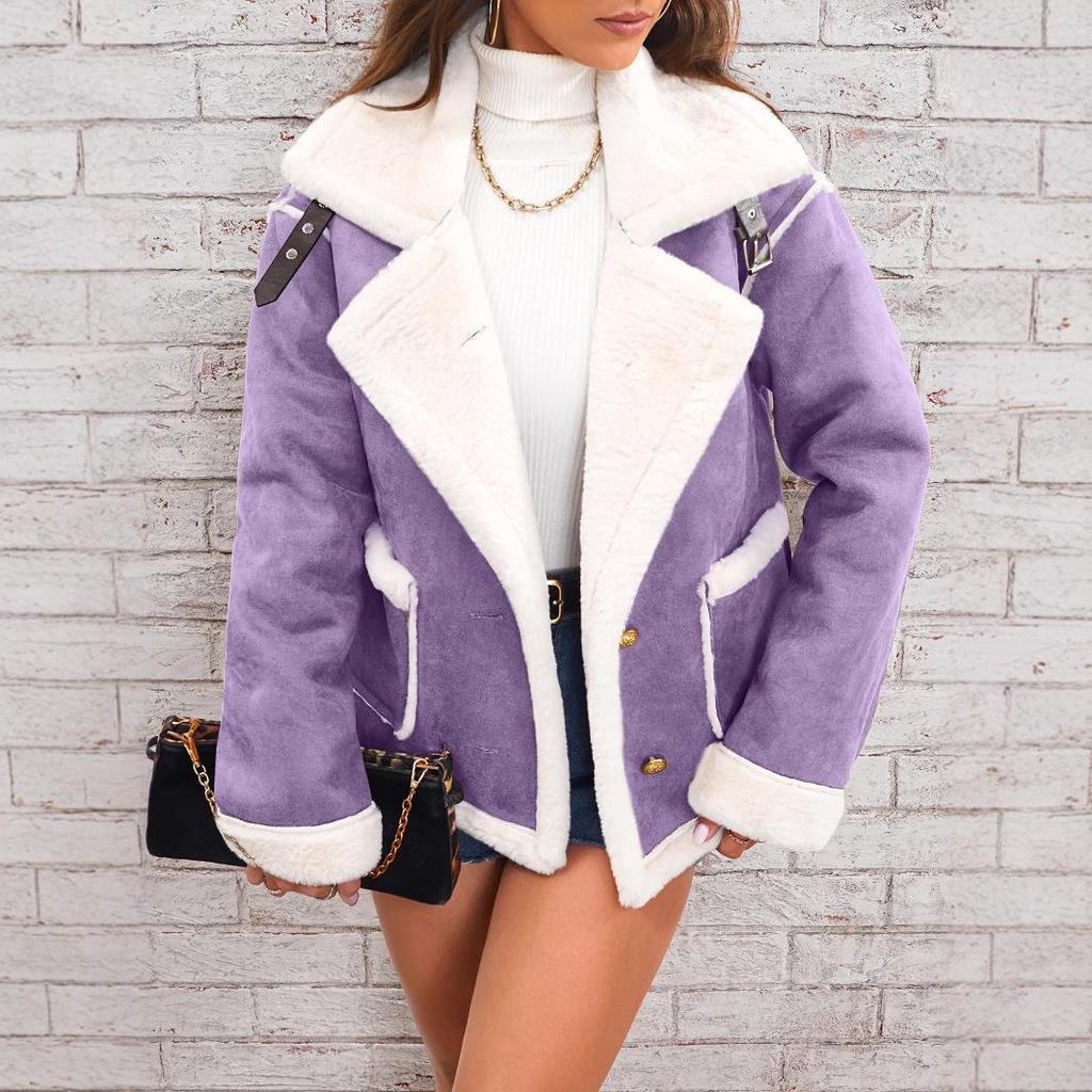 2026 Turn-Down Collar Plush Jacket: Winter Warm Casual Coat