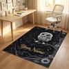 Night Owl Art Theme Soft Crystal Velvet Rug Custom Name & Text Print Non Slip Floor Rug for Bedroom Living Room