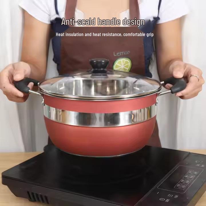 12-Piece Stainless Steel Cookware Set with Thickened Composite Bottom: Includes Frying Pan, Soup Pot, and Milk Pot.