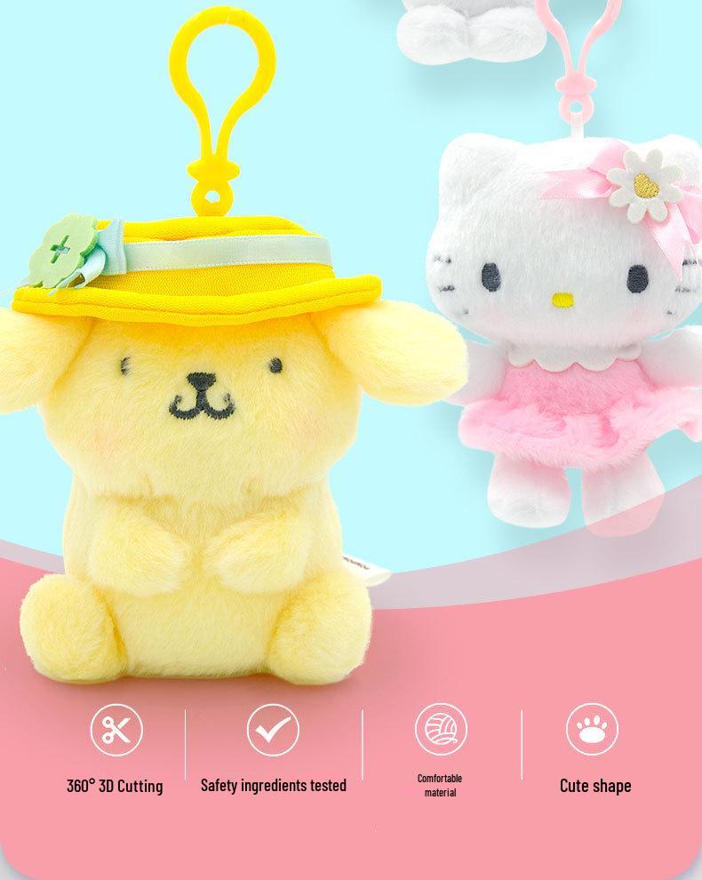 Sanrio Kuromi Flower Pendant Hello Kitty Plush Charm