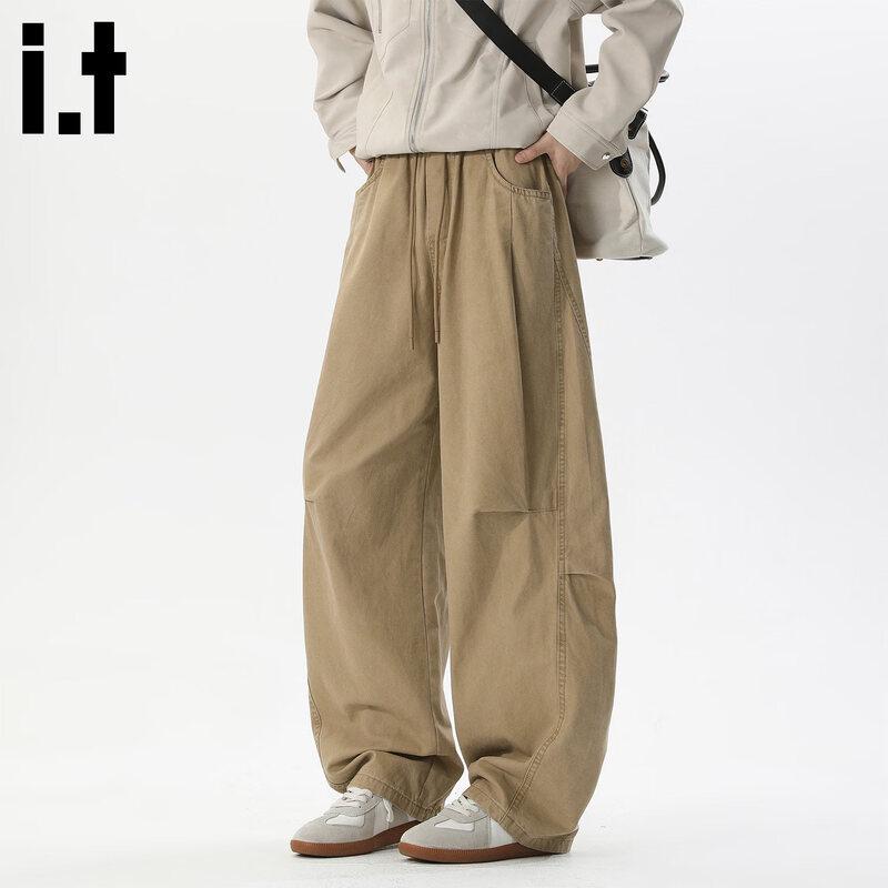 Men s American Street Washed Pleated Denim Cargo Pants XL