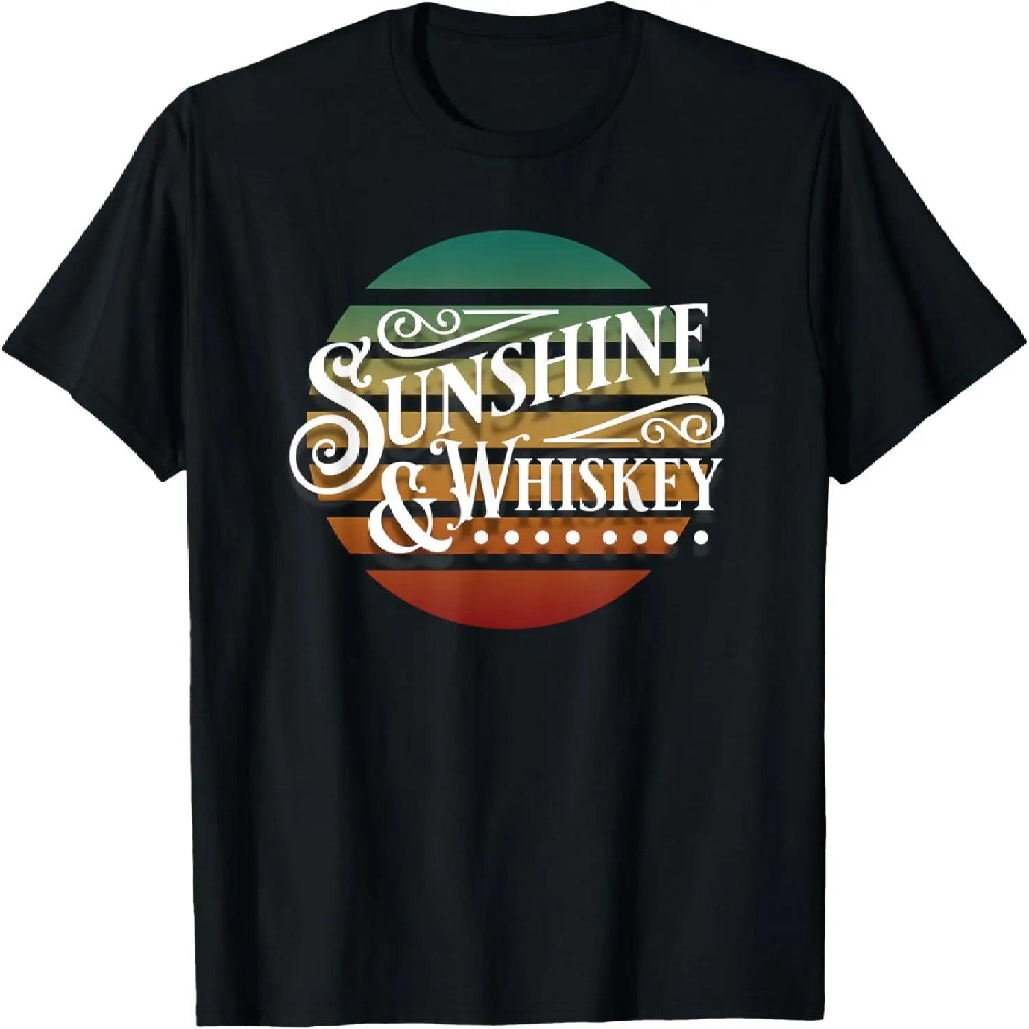 Sunshine and Whiskey Women Vintage Graphic Retro Funny T-Shirt S чёрный