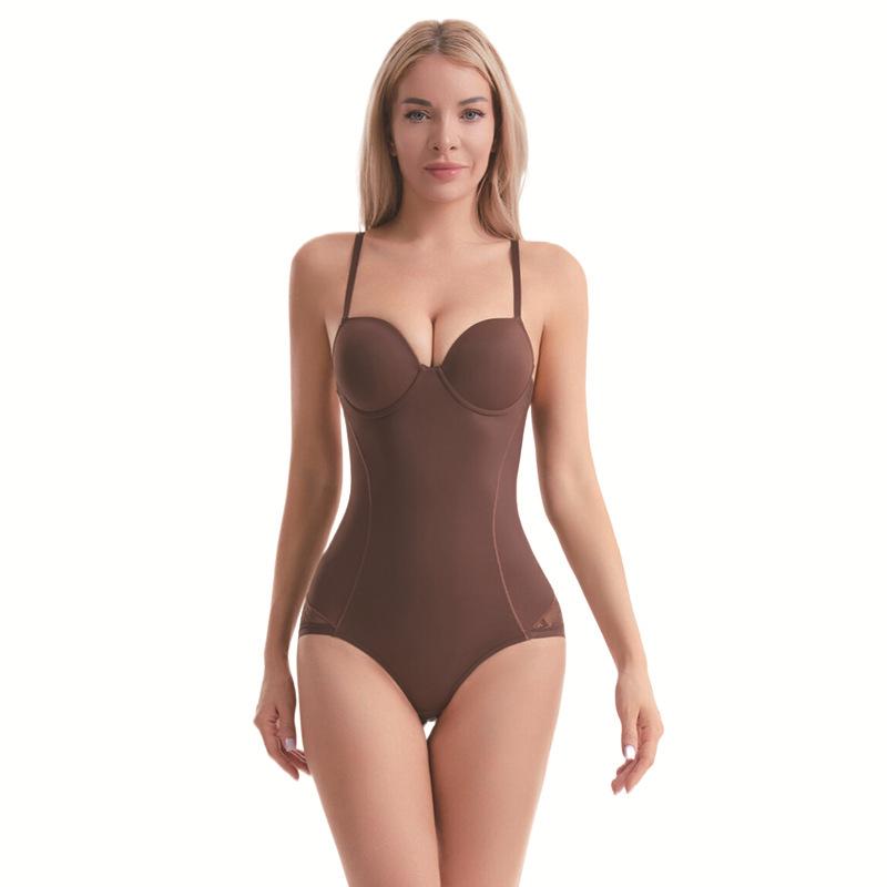 Explosive Style Body Shaping One-Piece Suit with Bra Support - Tummy Control Deep V Design