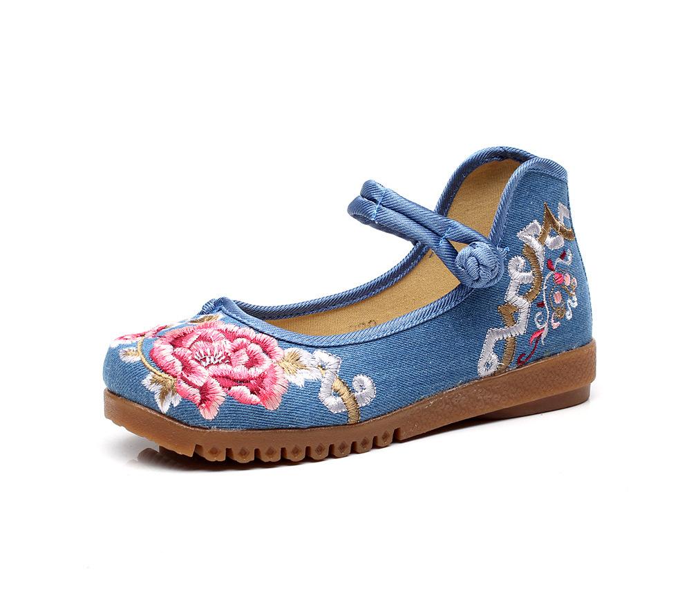 Flat Shoes, Beef Tendon Sole Loose Fat Feet Large Size Women's Shoes, Middle-aged and Elderly Mother Shoes Embroidered Cloth Shoes Single Shoes