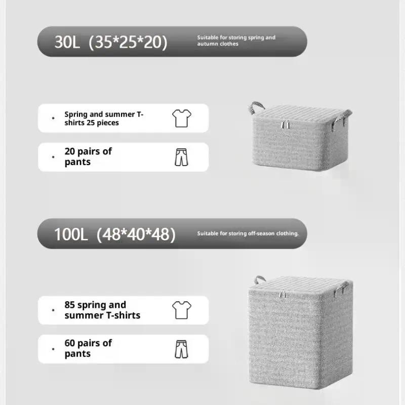 NEW! 220L Big Size Clothes Storage Box With Cover Large Laundry Basket Organizer Bag For Baby Foldable