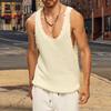 Vintage Ripped Distressed Solid Knitted Tank Tops Men Summer O-Neck Sleeveless Loose Pullover