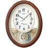Clock Wall Clock, Melody Clock, Radio Controlled, Analog, Triple Selection, Melody, Decorative Pendulum, Wooden Frame, Brown Wood Finish, AM257B