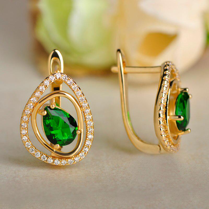 

Новое поступление, серьги-гвоздики в форме капли воды, женские серьги-гвоздики из чистого зеленого фианита, медные металлические украшения Brincos Aretes зелёный