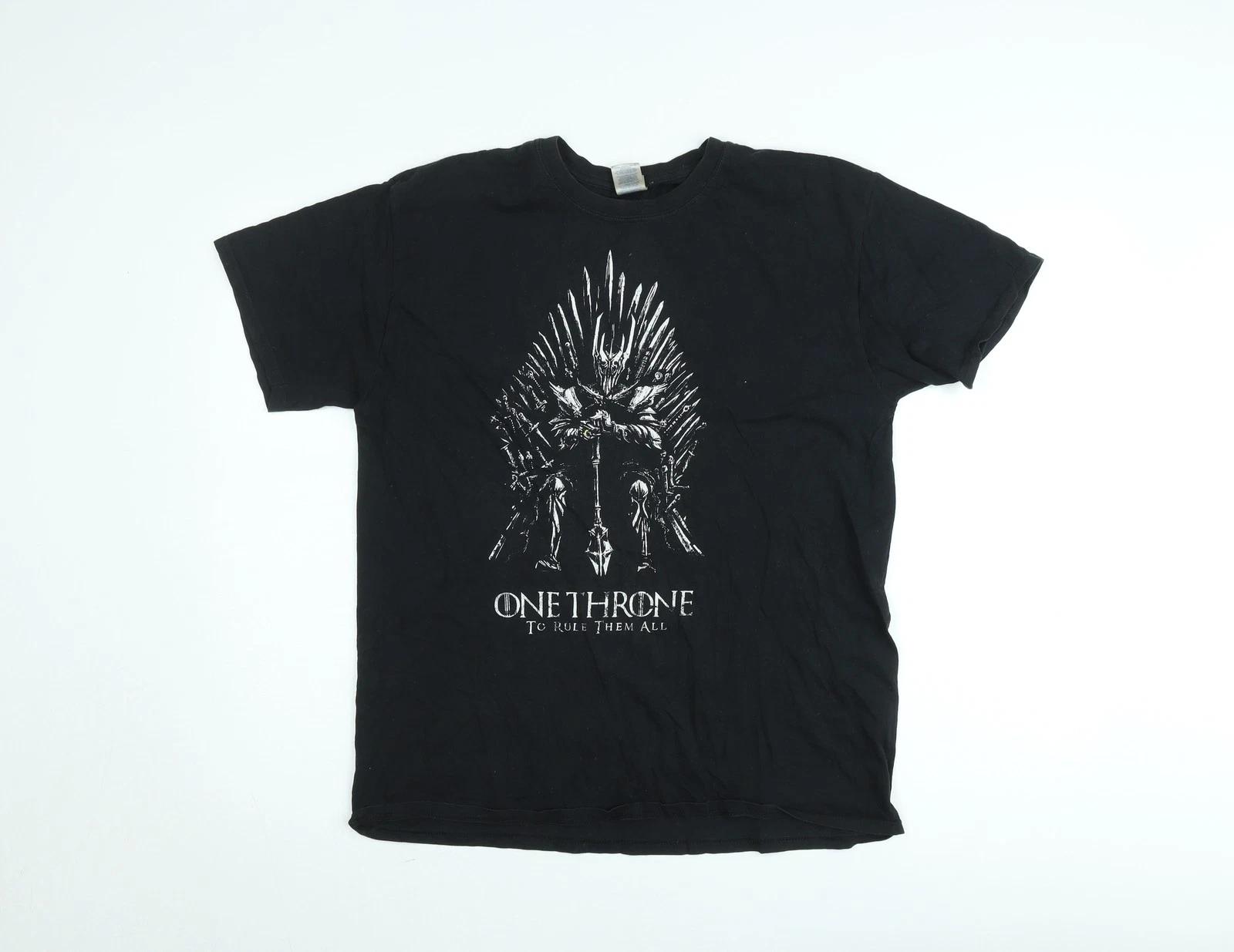 Gildan Men s Black Graphic T-Shirt Size L Movie Fantasy Design 2XL