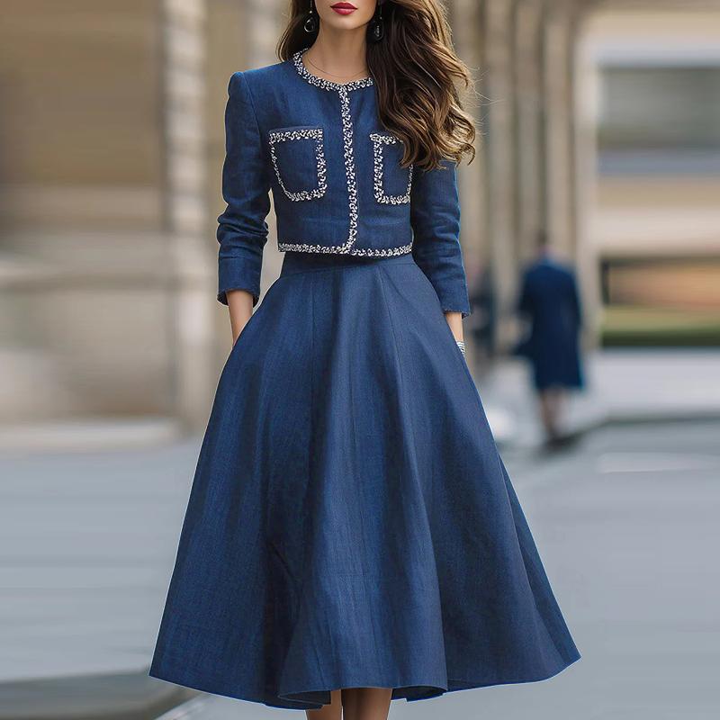 ZANZEA Women Casual Long Sleeve Blouse and Long Skirts Elegant Two Piece Suit Sets