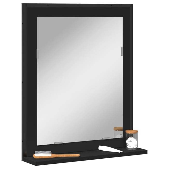 VidaXL Miroir de Salle de Bain avec Étagère, Miroir de Maquillage, Miroir Coméstique, Miroir de Courtoisie, Moderne, Noir 842416