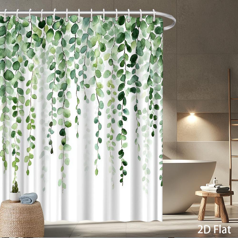 

Eucalyptus Shower Curtain – Cascading Green Leaves, Waterproof Polyester, 72X72 Inch, Boho Bathroom Decor W60H190(CM)-1 Pcs