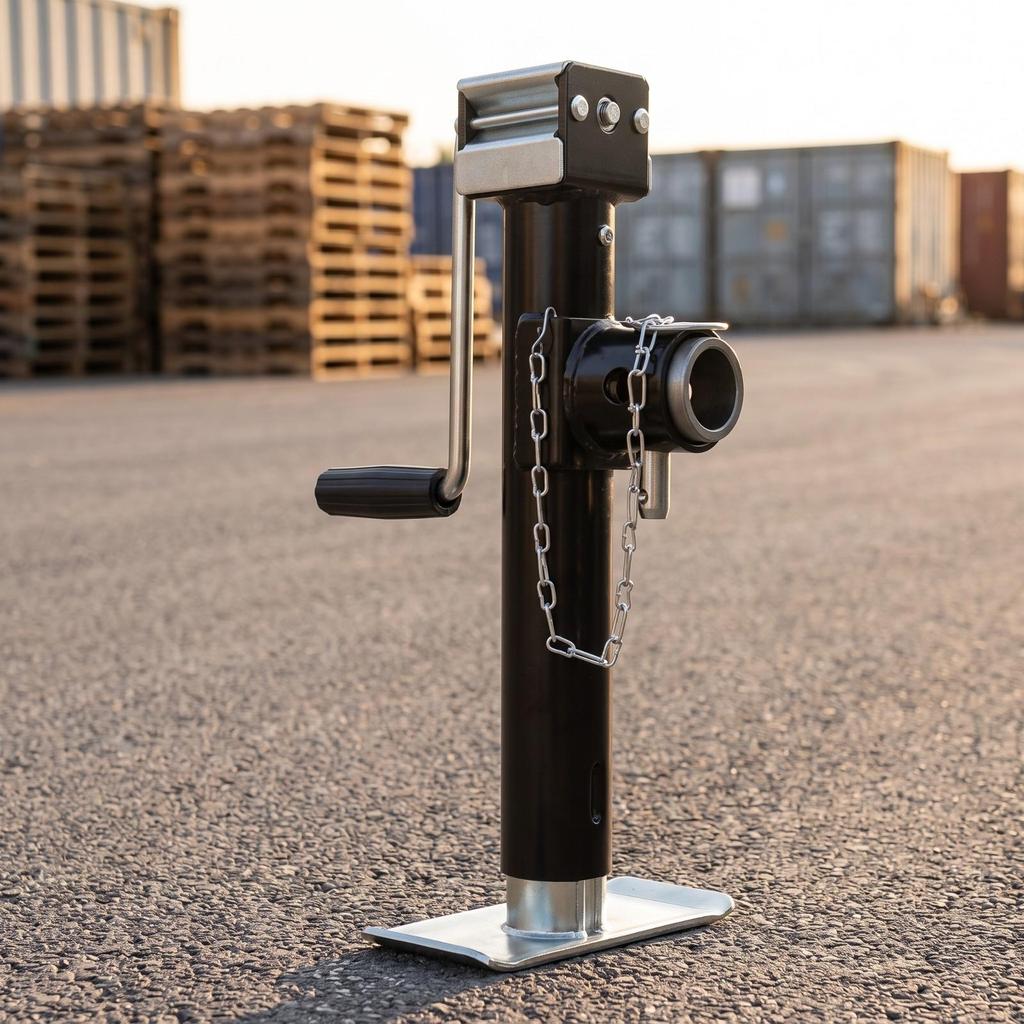 Resistant Trailer Jack Leg | Manual, with Foot Plate, Adjustable,