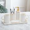 Gilded Ceramic Bathroom Accessories Set Portable Soap Dispenser Mouth Cup Toothbrush Holder Soap Dish Tray Bathroom Supplies
