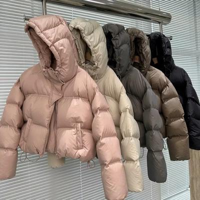 Fashion Women White Duck Down Jacket with Hood Autumn Winter Warm Over Size Casual Short Thick Outwear Coat