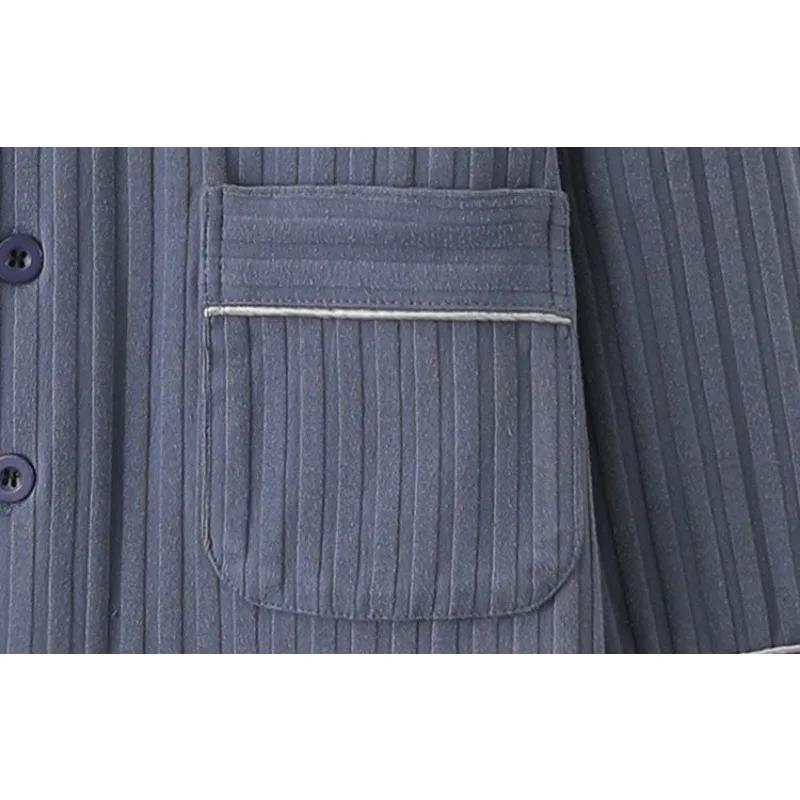 New Winter Men Pajamas Pure Cotton Long Sleeved Sleepwear Spring Autumn Loose Young Middle-aged People V-neck Homewear Set