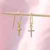 Gold Plated Cross Earring, 925 Sterling Silver Women Jewelry, Cubic Zircon Handmade Earring