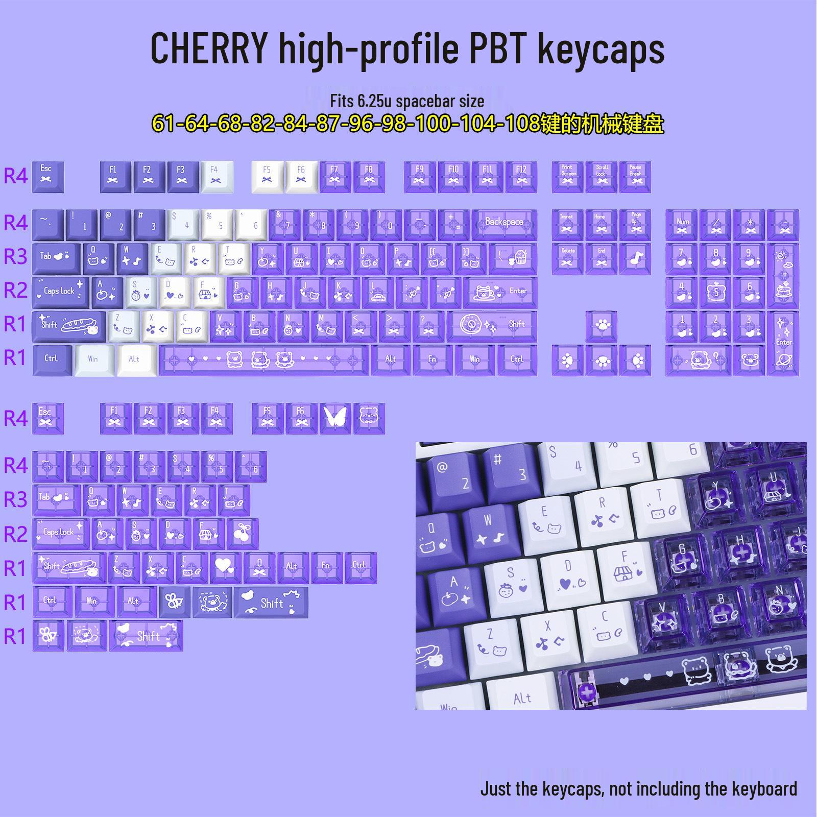 High Transparency Frosted Translucent Two-Tone Mechanical Keyboard Keycaps