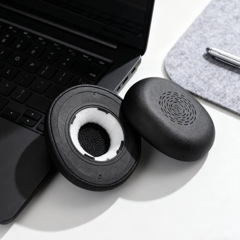 Memory Foam Replacement Ear Cushions with Protein Leather Strong Noise Isolating Ear Pad for Evolve2 65