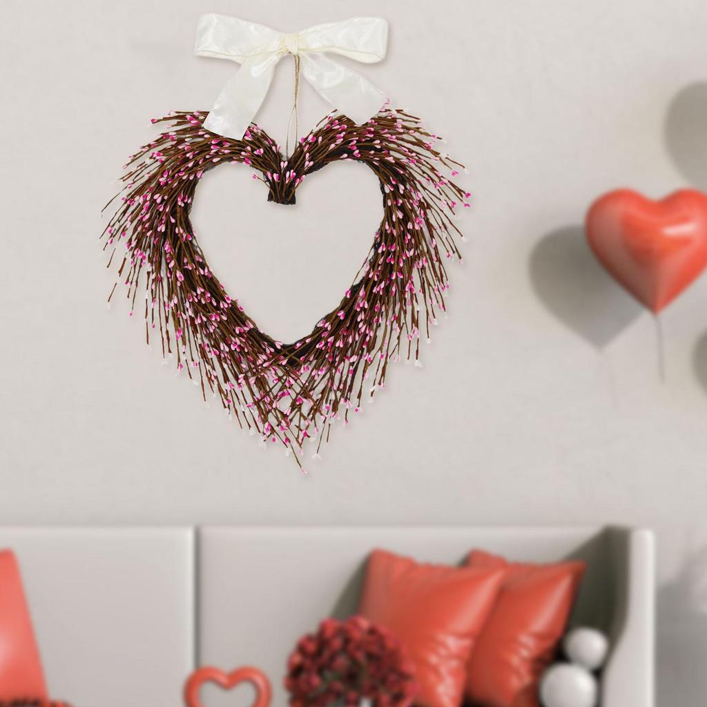 Heart Wreath Front Door Decoration with Berries Romantic Gift Valentines Day Wreath Valentines Wreaths for Home