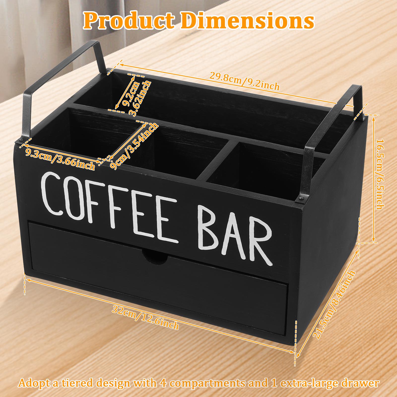 Snack Organizer Box Wood Drawer Tea Bag Coffee Pod Storage Compartment Desktop Food Container Kitchen Spice Organizer