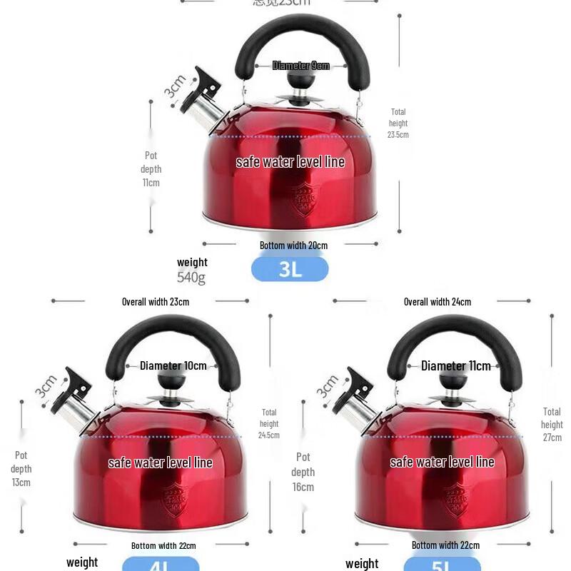 MAXCOOK European Style 304 Stainless Steel Whistling Kettle