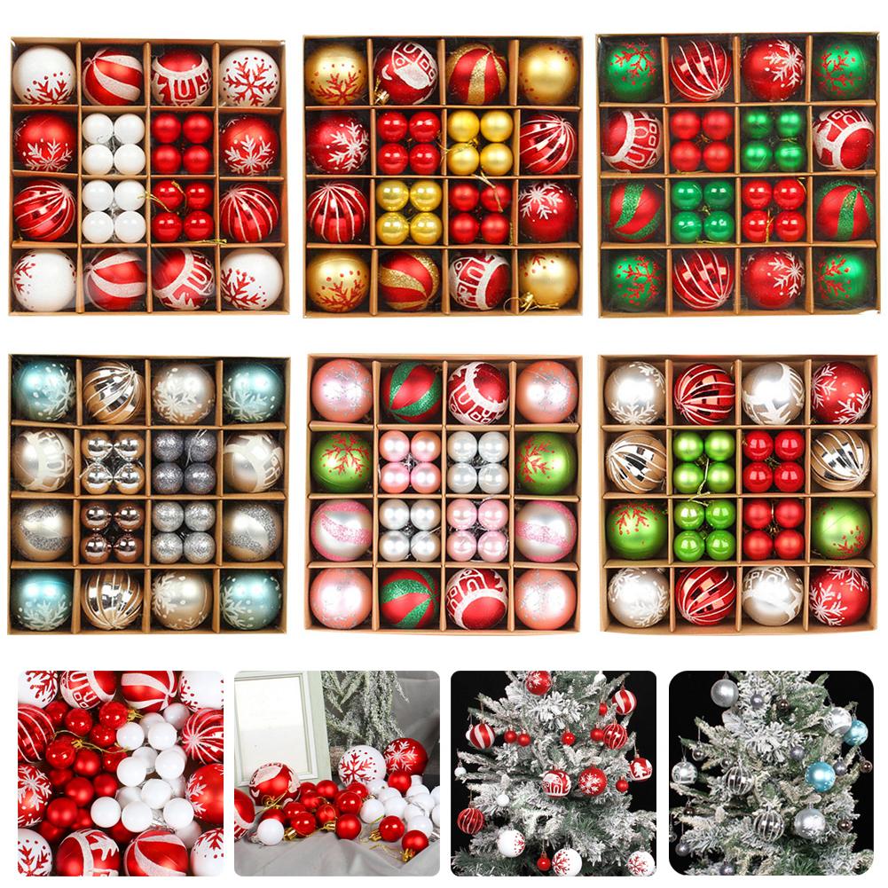12/44PCS Christmas Balls Ornament Christmas Tree Gold Red Pink Ball Pendant Hanging Decor Christmas Decoration 2025 Navidad