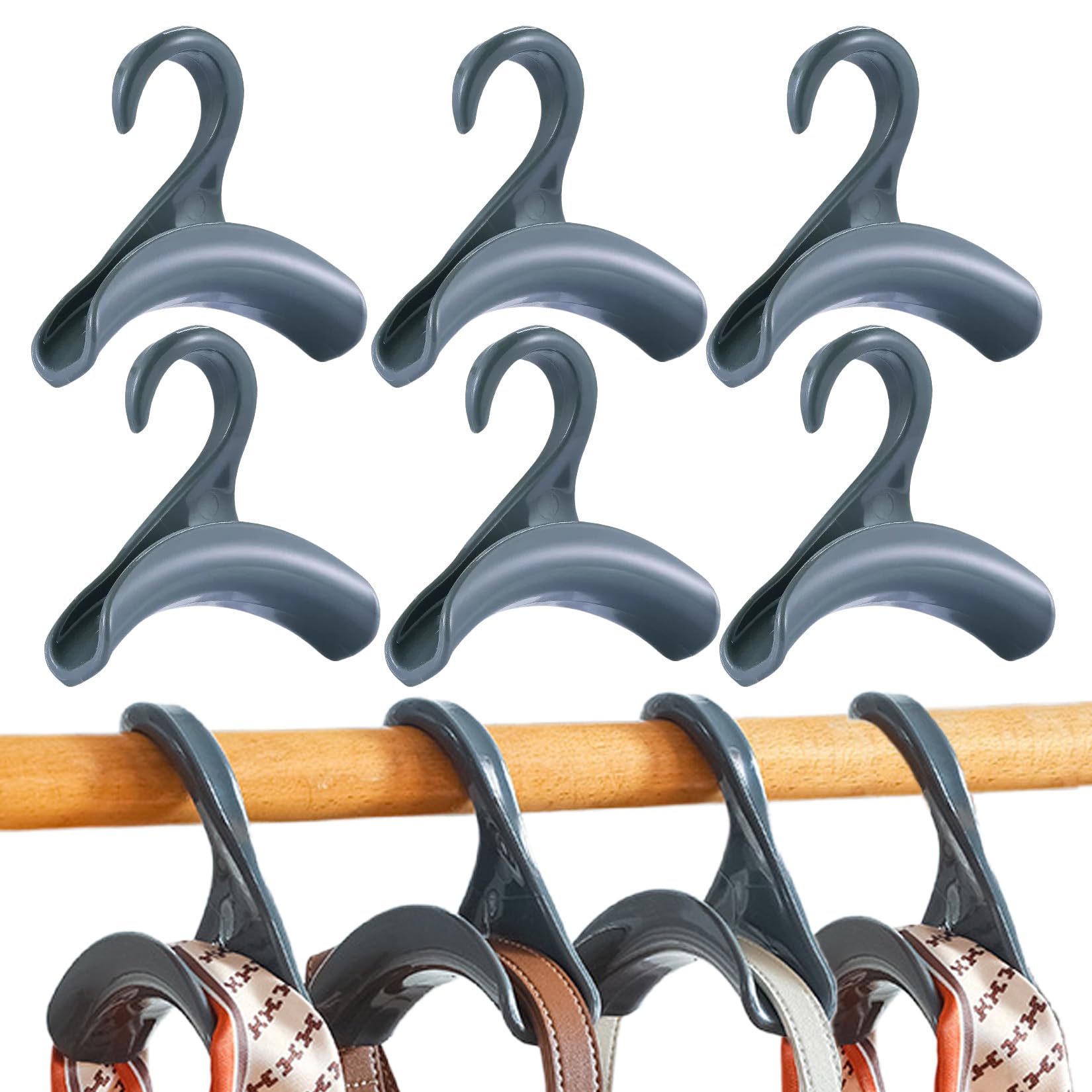 

TARATI Bag Hangers, Multi-Purpose Arched Plastic Hooks for Hats, Scarves, and Bags, Ideal for Entryways and Closets, Pack of 10, Gray