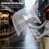 Long-Handled Helmet Umbrella Windproof Waterproof Transparent Fun Cap for Outdoor Weather