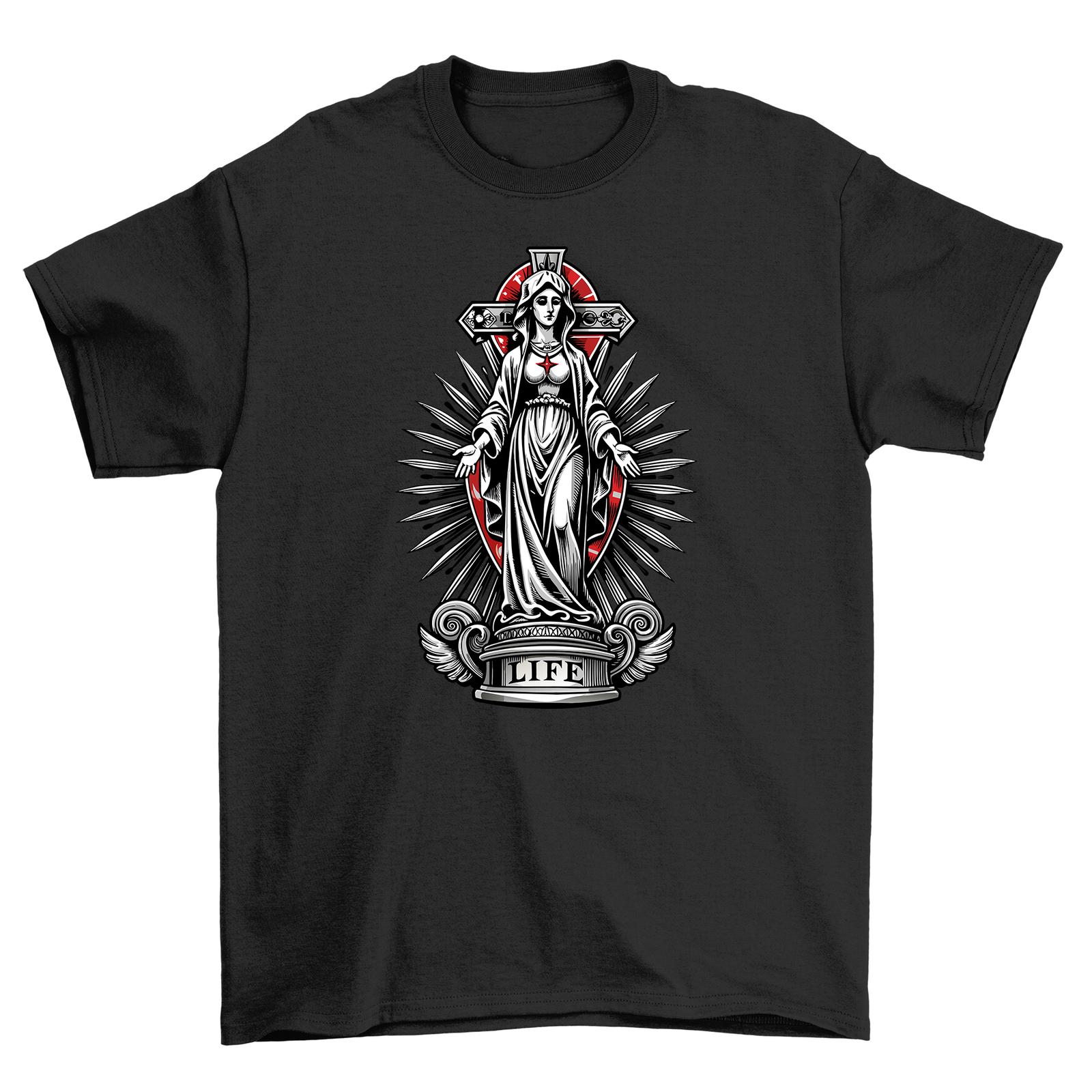 

Gothic_19 Statue of Guadalupe T-Shirt Mens Womens Tees Top - Divine and Darkly Hilarious! Unisex Prin 2XL