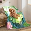 1PC Dreamy Flower Puppy Print Warm Comfortable Blanket Home Travel Camping for Adults and Kids Suitable for All Seasons